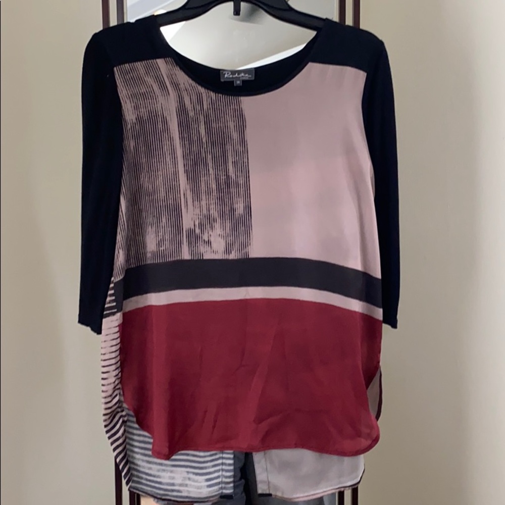 Silk blouse with beautiful color blocking